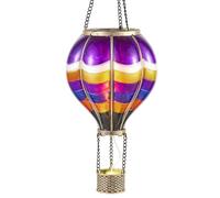TERESA'S COLLECTIONS Halloween Decorations Gifts for Women, 45CM Realistic Flame Hot Air Balloon Solar Garden Light, Hanging Colorful Glass Effect Solar LED Balloon Lantern, for Balcony & Tree