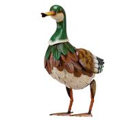 TERESA'S COLLECTIONS Mallard Garden Decor for Outside,Duck Metal Yard Decorations Outdoor Decor,12" Vivid Duck Decoys Animal Outdoor Statues for Patio Lawn Pool Porch Backyard,Farmhouse Gifts for Mom