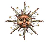 TERESA'S COLLECTIONS Sun Metal Wall Art for Outdoor Decor,32" Bronze Sun Face 3D Wall Decor for Garden Decor,Rustic Retro Hanging Sculpture for Outside Living Room Home Patio Farmhouse Gifts for Mom