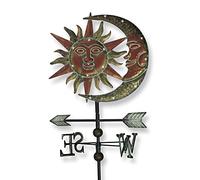 TERESA'S COLLECTIONS Sun & Moon Face Solar Outdoor Lights, Metal Decorative Stake Weathervane Garden Decor for Outside, Yard Decorations Outdoor Lawn Ornaments for Porch Decor Gifts for Mom, 34"