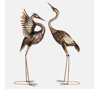 TERESA'S COLLECTIONS Yard Decorations Outdoor Garden Statues, Brass Metal Crane Yard Art, 33-39" Lawn Ornaments for Backyard,Outside Porch,Patio,Heron Decoy Bird Garden Decor,Set of 2,Gifts for Mom