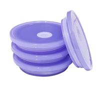 TERESRY 4 Pack Acrylic Lids for Glass Cups with Bamboo Lids and Straws, 2.75inch/70mm Acrylic Lids for 16OZ Beer Can Cups with Wooden Lids, Replacement Canning Lids for 20OZ 24OZ Glass Cups Purple