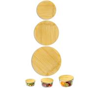 TERESRY Replacement Wooden Lids for Pyrex, Anchor Hocking Glass Containers 7200 * 1 7201-PC*1 7402-PC*1, Bamboo Lids for Pyrex 2Cup 4Cup 7Cup Glass Bowls, Bowl Covers 3 Pack