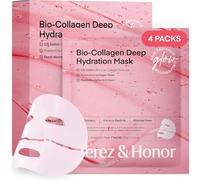 Terez & Honor Korean Real Deep Bio Collagen Face Mask - 4 x 33g Hydrogel Overnight Masks for Deep Hydration, Glowing, Pore Minimizing, Elasticity, Fragrance-Free, 100 Da Ultra-Low Molecular Collagen