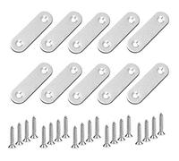 TERF® 10 Pcs Stainless Steel 50mm X 15mm Flat Mending Corner Brace Straight Plates Joining Connector Repair Plates Shelf Bracket with Fixing Screws for Use Wood, Furniture and Many Industrial Project