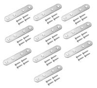TERF® 10 Pcs Stainless Steel 80mm X 17mm Flat Mending Corner Brace Straight Plates Joining Connector Repair Plates Shelf Bracket with Fixing Screws for Use Wood, Furniture and Many Project