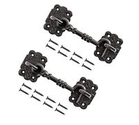TERF® 100mm Heavy Duty Antique Black Cabin Door Hook and Eye Lock 100mm (4 inch) Cabinet Latch Catch including Fixing Screw For Door Gate Window Closet Shed Latch - Pack of 2
