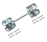 TERF® 100mm Heavy Duty Silver Wire Cabin Door Hook and Eye Lock 100mm (4 inch) Cabinet Latch Catch including Fixing Screw For Door Gate Window Closet Shed Latch - Pack of 1