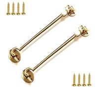 TERF® 150mm Heavy Duty Polished Brass Cabin Door Hook and Eye Lock 150mm (6 inch) Cabinet Latch including Fixing Screw For Door Gate Window Closet Shed Latch - Pack of 2