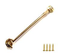 TERF® 250mm Heavy Duty Polished Brass Cabin Door Hook and Eye Lock 250mm (10 inch) Cabinet Latch including Fixing Screw For Door Gate Window Closet Shed Latch - Pack of 1