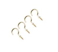TERF® 25mm Round Bend Shoulder Cup Hook Screw 25mm (1 inch) Electro Brass Plated Cup Hook Hanging Screw for Office Home Garden Indoor Outdoor Decoration Use - Pack of 20