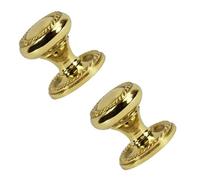 TERF® 30mm Traditional Georgian Polished Brass Cabinet Door Knobs 30mm Chest Drawer Cupboard Kitchen Wardrobe Door Pull Handle Knobs with Fixing Screw for Use Home and Office - Pack of 2