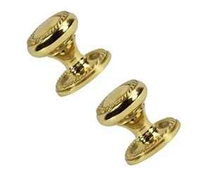 TERF® 30mm Traditional Georgian Polished Brass Cabinet Door Knobs 30mm Chest Drawer Cupboard Kitchen Wardrobe Door Pull Handle Knobs with Fixing Screw for Use Home and Office - Pack of 2