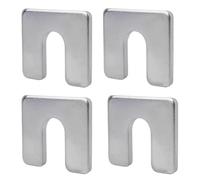 TERF® 50mm X 50mm X 3mm with 14mm Slots Galvanised Steel Packers Horseshoe U Shims Metal Spacers Fender Alignment U Shim Flat Plate Square Washer 3mm Thickness - Pack of 4