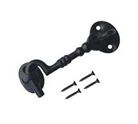 TERF® 75mm Heavy Duty Antique Black Cabin Door Hook and Eye Lock 75mm (3 inch) Cabinet Latch Catch including Fixing Screw For Door Gate Window Closet Shed Latch - Pack of 1