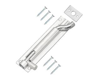 TERF Aluminium Door Bolt Barrel Slide Lock Necked Door Bolt 100mm [4''] Door Latch with Screws Ideal Door Locks for Internal and External Doors - 100mm, Silver