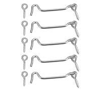 TERF® Cabin Hook and Eye Zinc 75mm (3 inch) Gate Door Lock Latch Hook Eye for Window Slide Barn Bathroom Toilet Cabinet Cupboard Shed Gate Door Latch and Multi Purpose Use - Pack of 5