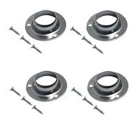 TERF® Curtain Wardrobe Rod Pole Holder Socket for Up to 19mm Diameter Curtain Rail Wall Mount Rod Pole Holder Shower Curtain Closet Lever Rail Socket with Fixing - Pack of 4