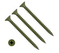 TERF® Decking Screws 4.0 X 40mm Pozi Drive Flat Countersunk Head Green Finish Anti Corrosion Screws 4.0 X 40mm For Decking Fence Floorboard Hard And Softwood - Pack of 100
