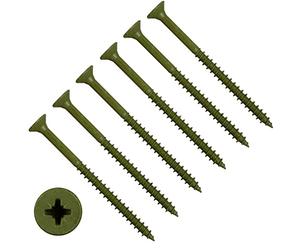 TERF® Decking Screws 4.5 X 60mm Pozi Drive Flat Countersunk Head Green Finish Anti Corrosion Decking Screws 4.5 X 60mm For Decking Fence Floorboard Hard And Softwood - Pack of 50