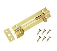 TERF Door Bolt Polished Brass Barrel Slide Lock Necked Door Bolt 100mm [4''] Door Latch with Screws Ideal Door Locks for Internal and External Doors - 100mm, Gold