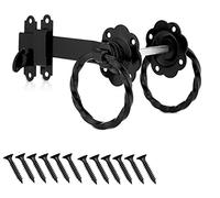 TERF® Heavy Duty Antique Black Twisted Ring Gate Latch Door Lock Ring Handle Garden Gate Door Latch Catch Lock - Weather Protection for External Doors Gate Shed Lock with Fixing Screw - Pack of 1