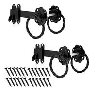 TERF® Heavy Duty Antique Black Twisted Ring Gate Latch Door Lock Ring Handle Garden Gate Door Latch Catch Lock - Weather Protection for External Doors Gate Shed Lock with Fixing Screw - Pack of 2