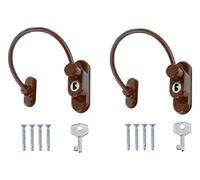 TERF® Heavy Duty Brown Cable Locking Window Restrictor Child Proof Window Security Restriction Key Lock with 1 Key and Fixing Screws For Wood Aluminium UPVC Vinyl Frames - Pack of 2