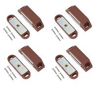 TERF® Heavy Duty Brown Magnetic Door Catch Closer 60mm with Fixing Screw for Cabinet Kitchen Bathroom Cupboards Closet Wardrobes Drawer - Pack of 4