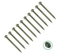 TERF® Heavy Duty Landscape Hex Washer Head Screws 7.0 X 65mm Hex Flanged Head Drive Green Finish Anti Corrosion Screws 7.0 X 65mm For Outdoor Timber Frame Construction Landscape Screw - Pack of 10