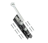 TERF Heavy Duty Monkey Tail Bolt 300mm (12 inch) Including Fixing Screw Monkey Tail Bolts Use for Garage Door Garden Gate Lock Shed Tailgate Trailer - Pack of 1, Black