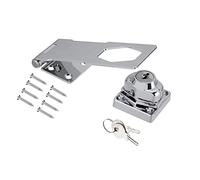 TERF® Heavy Duty Polished Chrome Key Operated Locking Hasp and Staple 115mm (4.52 inch) Key Locking Padlock including Fixing For Sheds Garden Gate Garage Furniture Cupboard Window - Pack of 1