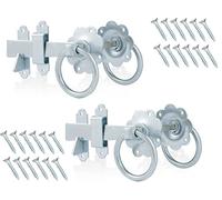 TERF® Heavy Duty Ring Gate Latch Door Lock Silver Ring Handle Garden Gate Door Latch Catch Lock - Weather Protection Ring Gate Latches for External Doors Gate Shed Lock with Fixing Screw - Pack of 2