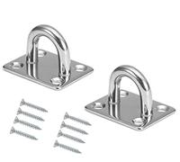 TERF® Heavy Duty Security Staple U Hooks 60mm Pad Eye Plate with Hole Ceiling Hook Wall Mount Hook with Screws for Wall Ceiling Hanging - Pack of 2