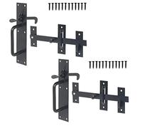 TERF® Heavy Duty Suffolk Gate Latch Door Lock Black Thumb Latch Catch Lock - Weather Protection Suffolk Latches for External Doors Gate Shed Door Lock with Fixing - Pack of 2
