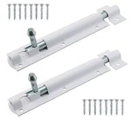 TERF® Heavy Duty Tower Door Bolt Barrel Slide Lock Bolt White 150mm [6''] Door Latch with Screws Ideal for Internal External Strong Doors Locks for Garage Shed Garden Gate and Multi Use - Pack of 2