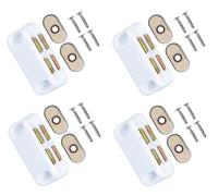 TERF® Heavy Duty White Twin Magnetic Door Catch Closer 65mm With Fixing Screw for Cabinet Kitchen Bathroom Cupboards Closet Wardrobes Drawer - Pack of 4