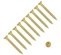 TERF High Performance Wood Screw 4.0 X 25mm Pozi Drive Flat Countersunk Double Head Screws 4.0 X 25mm For Hardest Hard Wood Fence Floorboard Hard and Softwood - Pack of 100, Zinc Yellow