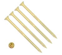 TERF High Performance Wood Screw 6.0 X 100mm Pozi Drive Flat Countersunk Double Head Screws 6.0 X 100mm For Hardest Hard Wood Fence Floorboard Hard and Softwood - Pack of 10, Zinc Yellow