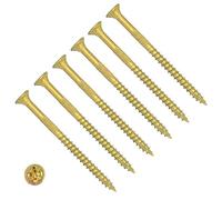 TERF High Performance Wood Screw 6.0 X 70mm Pozi Drive Flat Countersunk Double Head Screws 6.0 X 70mm For Hardest Hard Wood Fence Floorboard Hard and Softwood - Pack of 25, Zinc Yellow