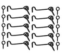 TERF® High Quality Cabin Hook and Eye Black 100mm (4 inch) Gate Door Lock Latch Hook Eye For Window Slide Barn Bathroom Toilet Cabinet Cupboard Shed Gate Door Latch and Multi Purpose Use - Pack of 10