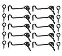 TERF® High Quality Cabin Hook and Eye Black 75mm (3 inch) Gate Door Lock Latch Hook Eye For Window Slide Barn Bathroom Toilet Cabinet Cupboard Shed Gate Door Latch and Multi Purpose Use - Pack of 10