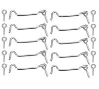 TERF® High Quality Cabin Hook and Eye Zinc 75mm (3 inch) Gate Door Lock Latch Hook Eye for Window Slide Barn Bathroom Toilet Cabinet Cupboard Shed Gate Door Latch and Multi Purpose Use - Pack of 10