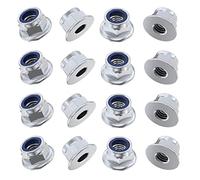 TERF® M10 Flanged Nylon Insert Self Locking Nut M10 (10mm) Flange Nyloc Insert Hex Hexagon Lock Nuts Steel - Pack of 10