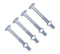TERF® M10 X 140mm Cup Square Carriage Bolt and Nut M10 (10mm) X 140mm Coach Bolts with Hexagon Nuts - Pack of 4