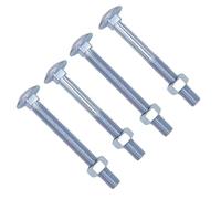TERF® M10 X 50mm Cup Square Carriage Bolt and Nut M10 (10mm) X 50mm Coach Bolts with Hexagon Nuts - Pack of 4