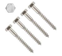 TERF® M10 X 80mm Coach Screws Hex Head Stainless Steel A2 (304) Coach Screw M10 (10mm) X 80mm Wood Masonry Brick Concrete Wall Fixing Lag Screw Bolts - Pack of 4