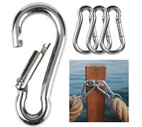 TERF® M5 Heavy Duty Carbine Snap Hook Steel M5 (5mm) Spring-Loaded Closure Snap Carabiner Hook Use For Swing Outdoor Travel Camping Fishing Hiking Hanging and Multi Purpose Use - Pack of 4