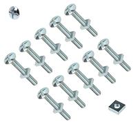 TERF® M6 X 50mm Roofing Bolt with Square Nut M6 (6mm) X 50mm Cross Slotted Mushroom Head with Square Nut - Pack of 10