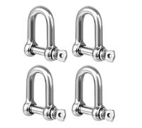 TERF M8 Heavy Duty Commercial D-Shackle Steel M8 (8mm) D-Shackle Ring Use For Heavy Duty Construction Rigging Vehicle Recovery Hauling Tie Downs Hanging and Multi Purpose Use - Pack of 4, Silver